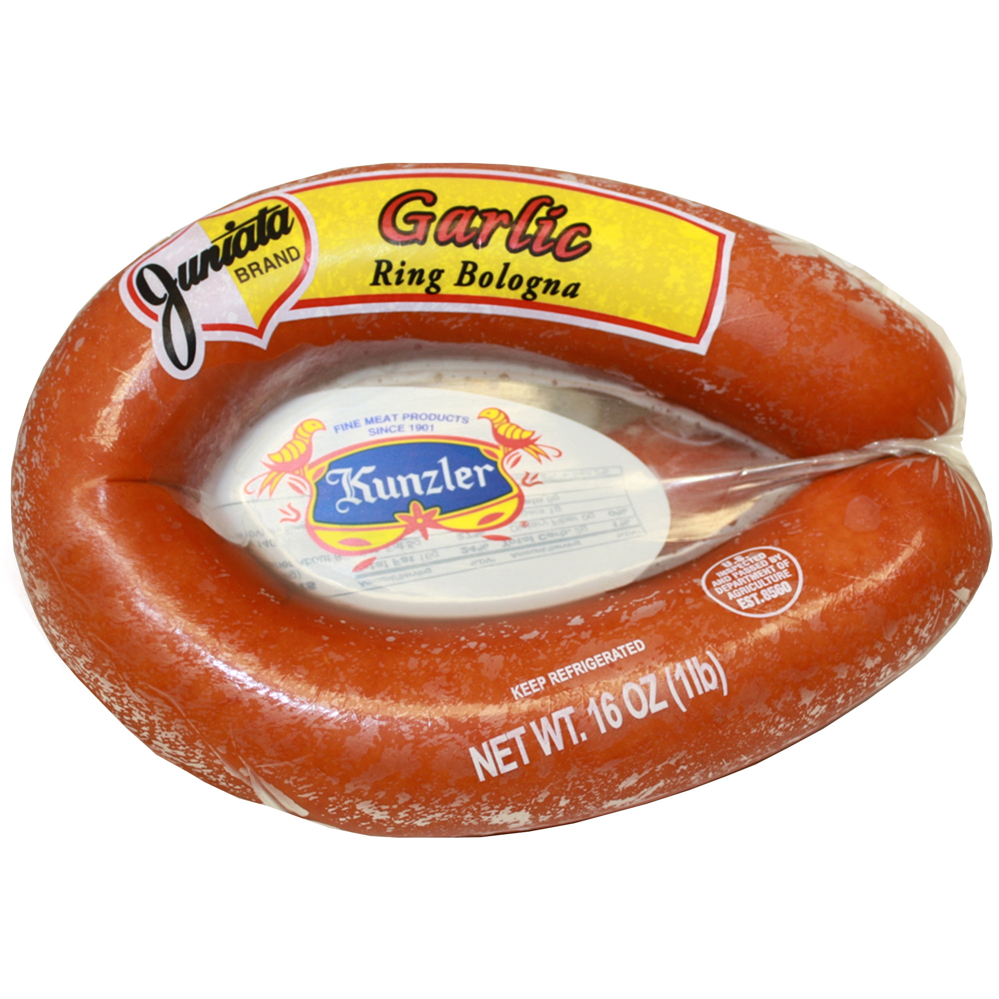 Juniata Garlic Ring Bologna, Pork and Beef, 16 oz, 6g of Protein
