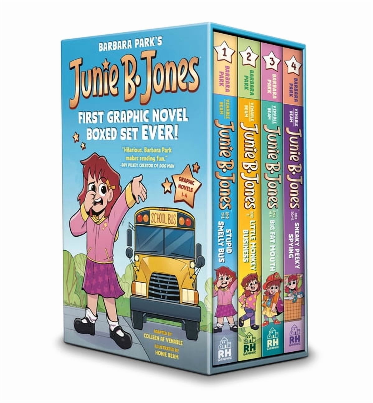 Junie B. Jones Graphic Novels Junie B. Jones First Graphic Novel Boxed Set Ever! (Graphic Novels 1-4): The Stupid Smelly Bus; A Little Monkey Business, (Paperback)