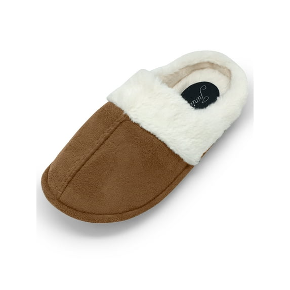 Junies Womens Rachel Plush Faux Fur Lined Memory Foam Clog Slipper