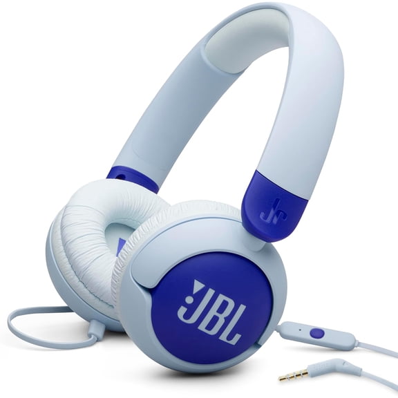 Junior 320 - Wired on-Ear Kids Headphones Safe Sound (85dB) Built-in mic Fit for Kids and Customizable with Included Stickers (Blue)