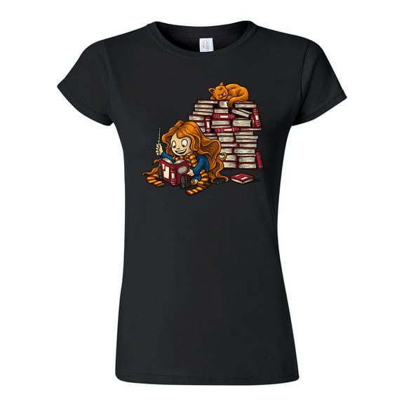 Junior All We Need Is Knowledge Books Cat Salih Gonenli Artworks Funny DT T-Shirt Tee