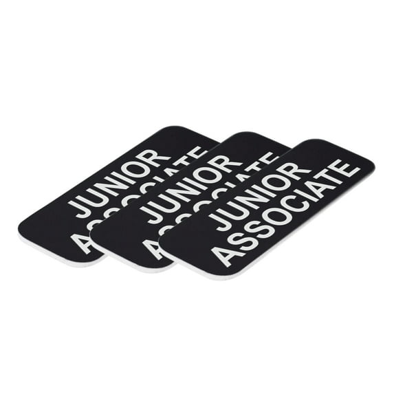 Junior Associate 1 x 3" Name Tag, Black (3 Pack)