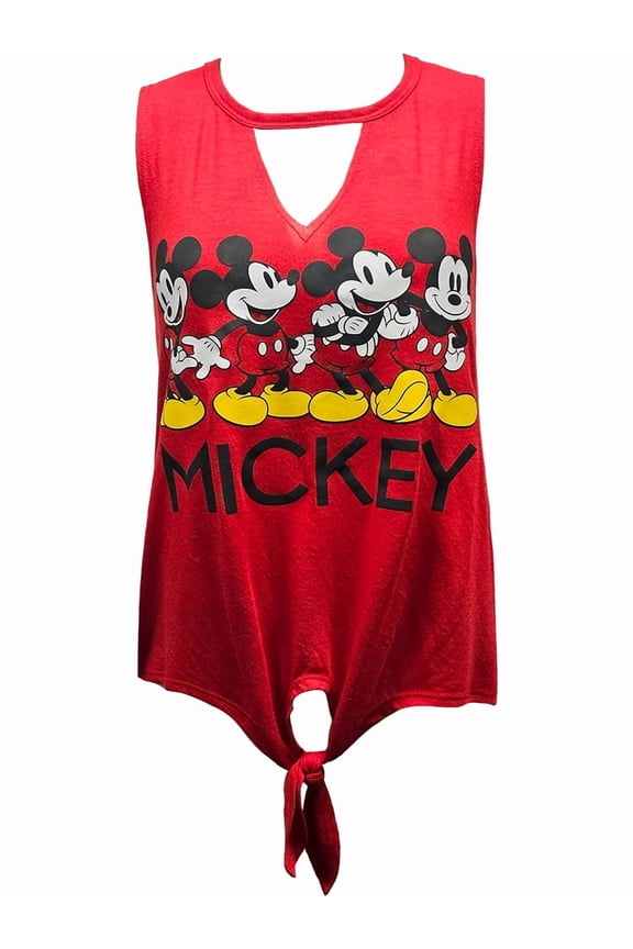 Mickey Four Junior Red Front Tie Tank, S-XL (Women's)