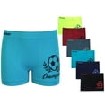 thumbnail image 1 of Junior Boy Seamless Boxer Briefs, Boyshorts Panty, Football-Solid Multi Colors, One Size, 6-Pack, 1 of 8