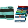 thumbnail image 1 of Junior Boy Seamless Boxer Briefs, Boyshorts Panty, Two-Tone Awning Stripes Multi Colors, One Size, 6-Pack, 1 of 3