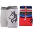 thumbnail image 1 of Junior Boy Seamless Boxer Briefs, Boyshorts Panty, Wolf-Solid Multi Colors, One Size, 6-Pack, 1 of 8
