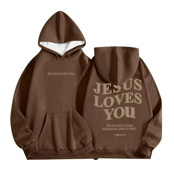 Junior Boys Clothes Jesus Loves You Hoodie Cute Print Warm Oversize Pullover Winter Clothes for Child 5-6 Years