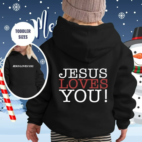 Junior Boys Clothes Jesus Loves You Print Hooded Sweatshirts Love Heart Letter Print Sweatshirt Warm Oversize Pullover Casual Christian Shirts for Teenagers Girls 11-12 Years