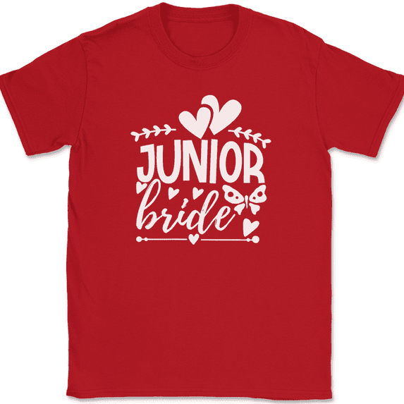 Junior Bride T-Shirt Wedding Party Groom Event Group Gift Text Tee - Red, 3XL