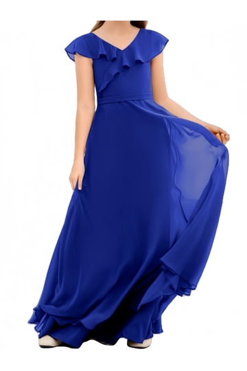 princess polly baby blue dress Royal Blue Organza Girls Pageant Gown with Rhinestone Bodice main image 1