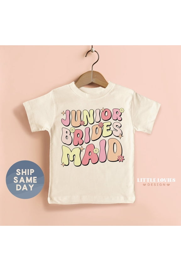 Junior Bridesmaid Shirt, Floral Wedding Party Tees, Bridesmaid Proposal Clothing, Wedding Rehearsal Outfit, (Ca-Wed63), New Born, Baby Shower Gift, New Parents Gift