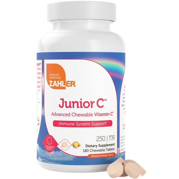 Zahler Junior C Advanced Chewable Vitamin C for Kids - Immune Support Kids Vitamins in Delicious Orange Flavor - Kosher Kids Vitamin C for Immunity - Vitamin C Chewable Antioxidant - (180 Count)