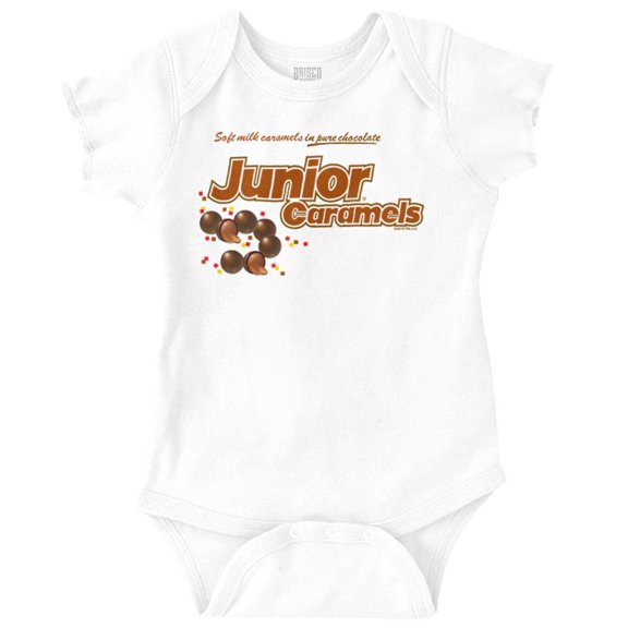 Junior Caramels Chocolate Candy Logo Romper Boys or Girls Infant Baby Brisco Brands 24M