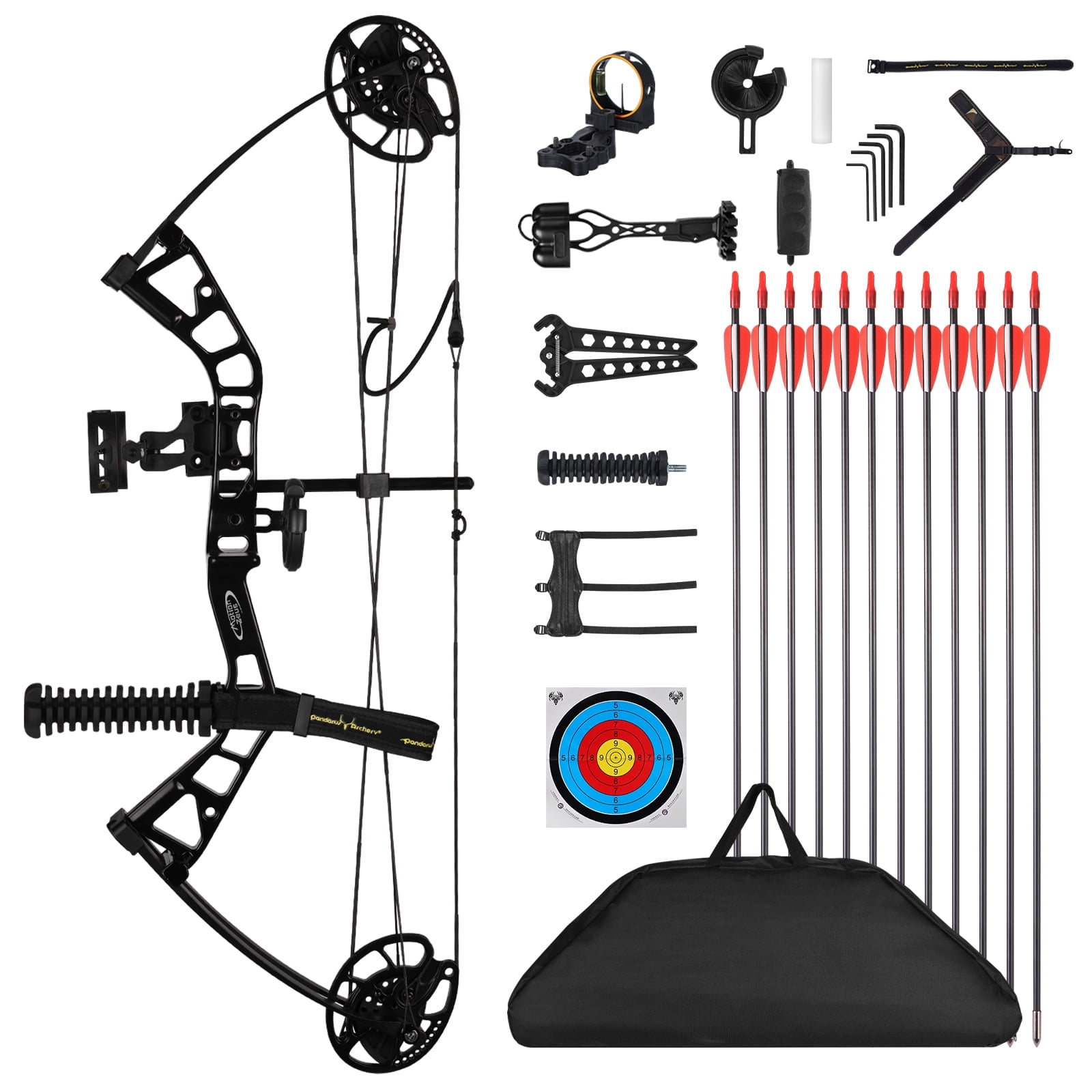 Junior Compound Bow Set for Youth, Kids, Beginners & Women, Lightweight Design, 10-40Lbs Draw Weight, 16"-28" Draw Length, 290fps, Fully Adjustable