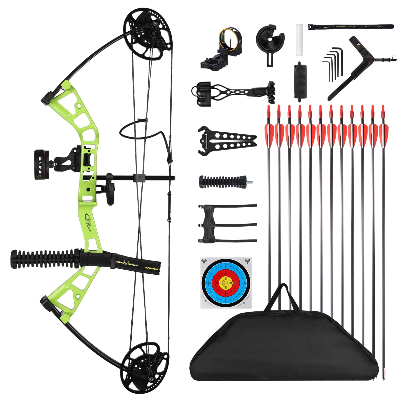Junior Compound Bow Set for Youth, Kids, Beginners & Women, Lightweight Design, 10-40Lbs Draw Weight, 16"-28" Draw Length, 290fps, Fully Adjustable