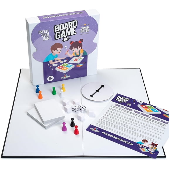 Junior Create Your Own Board Game Kit with Blank Board & Game Pieces