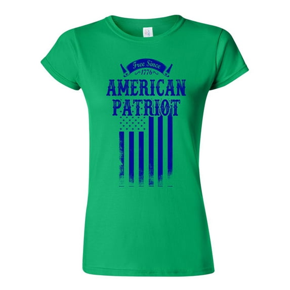 Junior Free Since 1776 American Patriot USA Flag Blue Patriotic DT T-Shirt Tee
