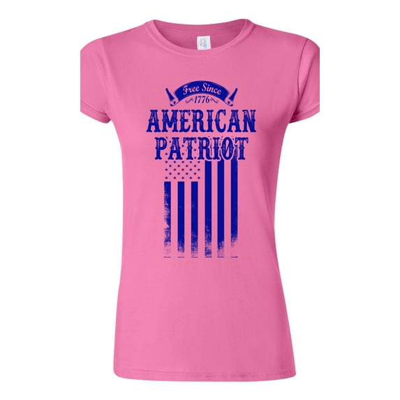 Junior Free Since 1776 American Patriot USA Flag Blue Patriotic DT T-Shirt Tee