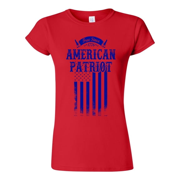 Junior Free Since 1776 American Patriot USA Flag Blue Patriotic DT T-Shirt Tee