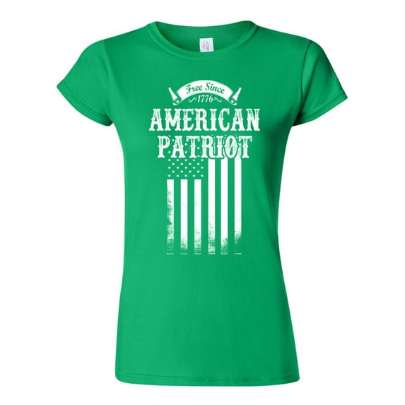 Junior Free Since 1776 American Patriot USA Flag White Patriotic DT T-Shirt Tee