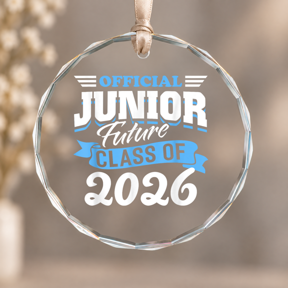 Junior Future Class Theme Ornament, Home Decor, Circle Glass Ornament