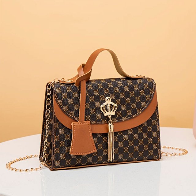 Junior Geometric Pattern Crossbody Bag, Women's Top Handle Purse For