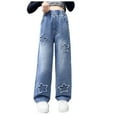 thumbnail image 1 of Junior Girls Clothes Girls Tall Jeans Girls Jeans Denim Elastic Wasit Wide Leg Baggy Pants Kids Clothes Blue 12-14 Years, 1 of 9