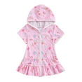 thumbnail image 1 of Junior Girls Loop Terry Cloth Hooded Zip Up Swimsuit Cover-Up Toddler to Big Kid Sizes (2T - 14-16) Baby Boy Swimsuit 9-12 Months, 1 of 2