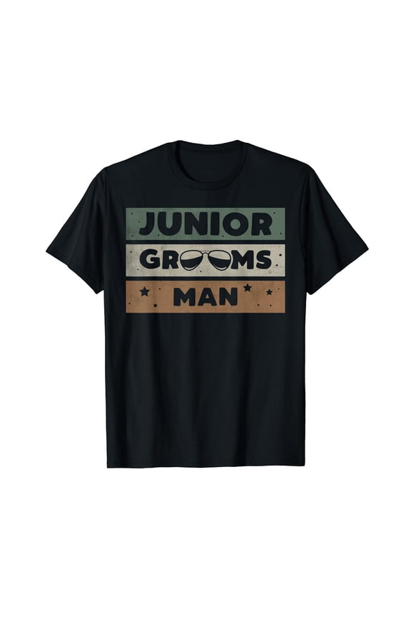 Junior Groomsmen Gifts For Boys Boys' Black Vintage Wedding T-Shirt