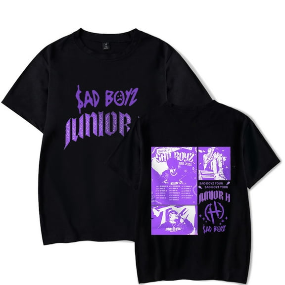 Junior H 2023 Tour Shirt Sad Boyz Concert Merch Popular Graphics sided Print Round Neck Unisex Trendy Casual Short Sleeve T-Shirt Top