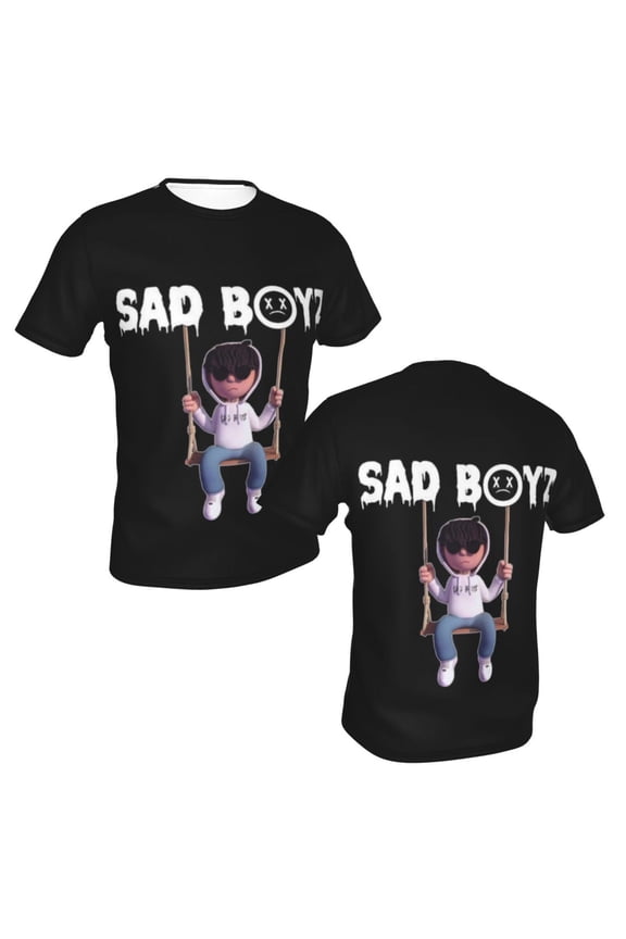Junior H $Ad Boyz Unisex 3d Pattern Printed Short Sleeve T-Shirts Casual Graphics Tees Large