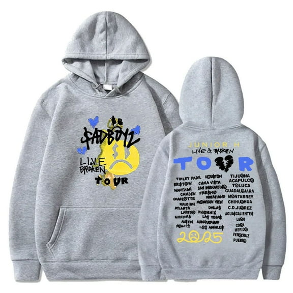 Junior H Merch Sad Boyz Live And Broken Tour Fashion Hoodie, Unisex, Long-Sleeve Casual Sweatshirt