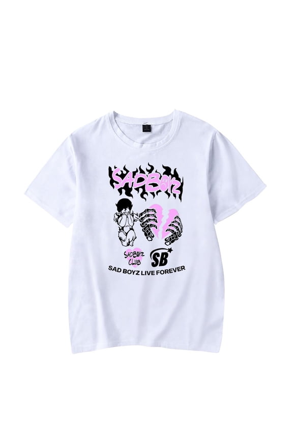 Junior H Merch Sad Boyz Live Forever Summer Unisex Short-sleeved T-shirt Fashion Printed Casual Stylish Design Y2K Tee