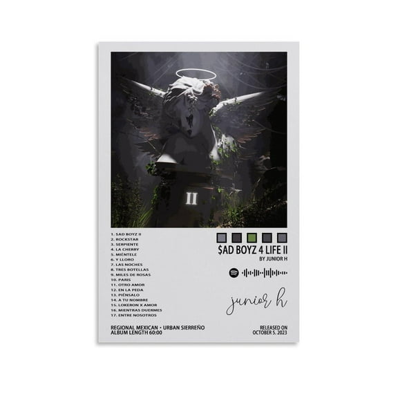 Junior H Poster $ad Boyz 4 Life II Album Music Art Poster for Room Aesthetic Canvas Wall Art for Teens Room Decor