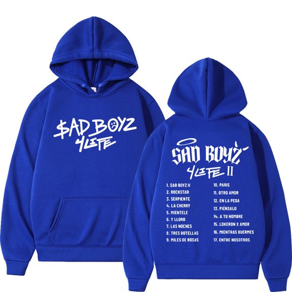 Junior H Sad Boyz 4 Life Album Tour Double Sided Print Hoodie Harajuku Hip Hop Sweatshirt Fashion Vintage Trend Pullovers Unisex