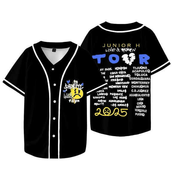 Junior H Sad Boyz Live And Broken Tour Baseball Jacket Tee Women Men V-neck Short Sleeve T-shirts