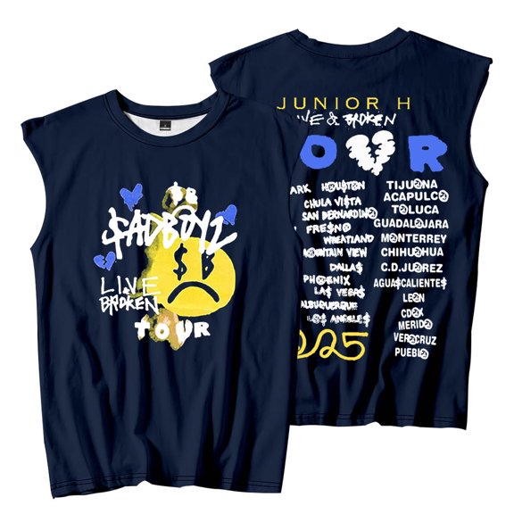 Junior H Sad Boyz Live And Broken Tour Sleeveless T-Shirts Women Men Fashion Tank Tops