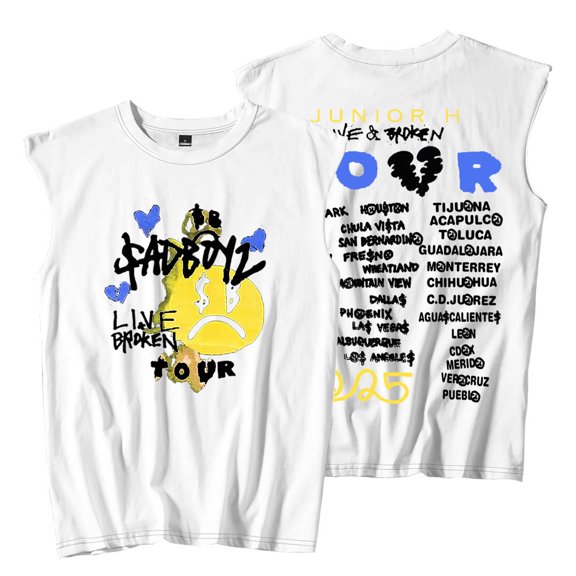 Junior H Sad Boyz Live And Broken Tour Sleeveless T-Shirts Women Men Fashion Tank Tops