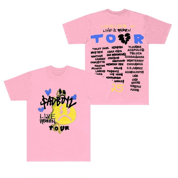 Junior H Sad Boyz Live And Broken Tour T-Shirts Women Men Fashion Short Sleeve Tee