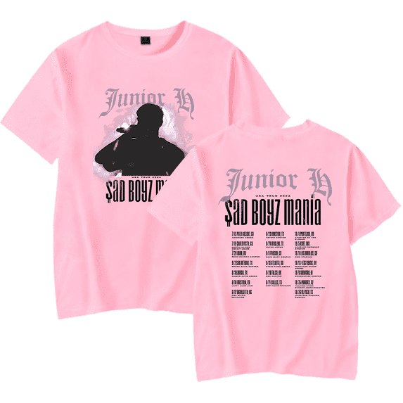 Junior H Sad Boyz Mania Tour 2024 Merch Short Sleeve T-shirt Unisex Fashion Crew Neck Top