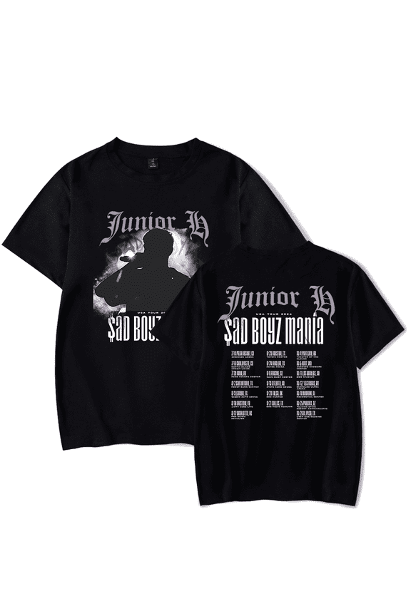 Junior H Sad Boyz Mania Tour 2024 Merch Short Sleeve T-shirt Unisex Fashion Crew Neck Top