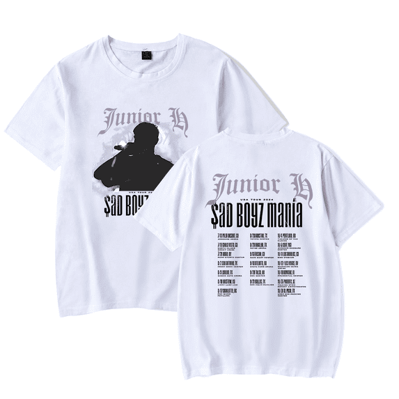 Junior H Sad Boyz Mania Tour 2024 Merch Short Sleeve T-shirt Unisex Fashion Crew Neck Top