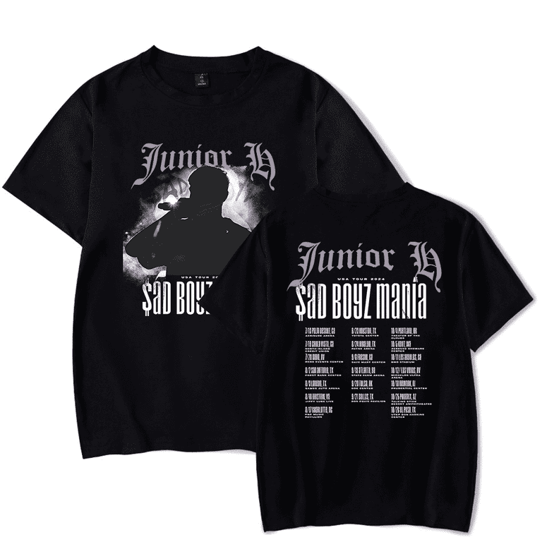 Junior H Sad Boyz Mania Tour 2025 Merch T-shirt Hip Hop