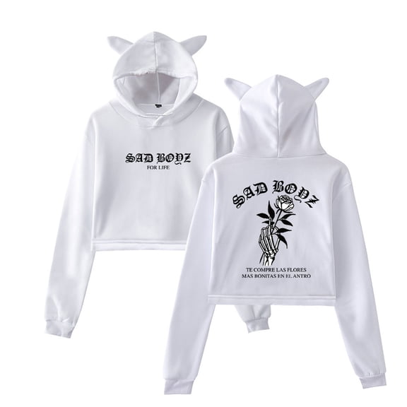 Junior H Sad Boyz Tour Cat Ear Hoodie Casual Pullover Hip Hop Bear Ear Sweatshirt