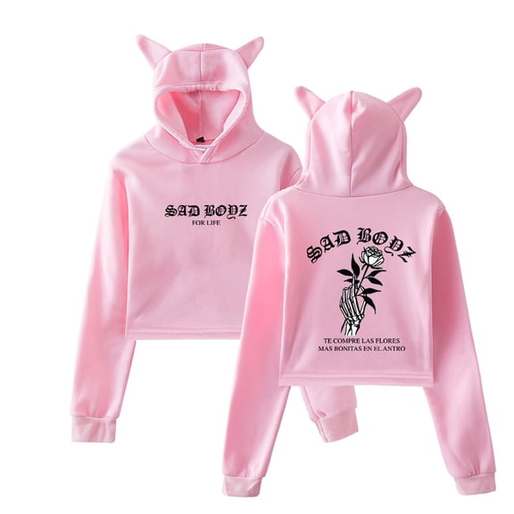 Junior H Sad Boyz Tour Cat Ear Hoodie Casual Pullover Hip Hop Bear Ear Sweatshirt