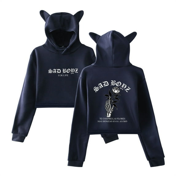 Junior H Sad Boyz Tour Cat Ear Hoodie Casual Pullover Hip Hop Bear Ear Sweatshirt