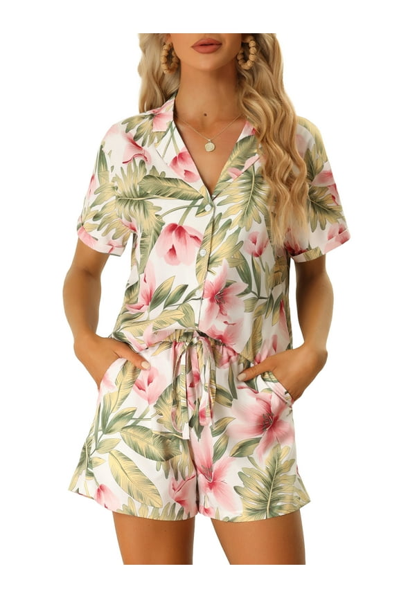 Junior Hawaiian Shirt and Shorts Set Tropical 2023 Summer Button Down Sets