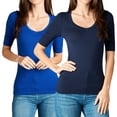 thumbnail image 1 of Junior & Junior Plus Basic Cotton V Neck Elbow Sleeve Tee Shirt Top, 1 of 3