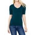 thumbnail image 1 of Junior & Junior Plus Basic Cotton V Neck Elbow Sleeve Tee Shirt Top, 1 of 3