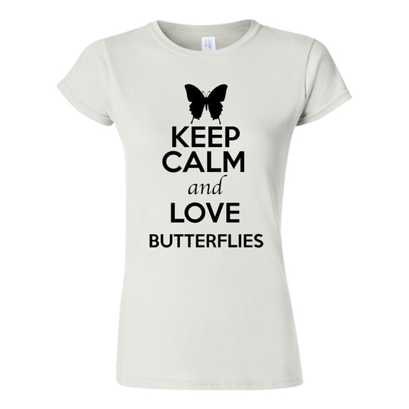 Junior Keep Calm And Love Butterflies Insects Lover T-Shirt Tee